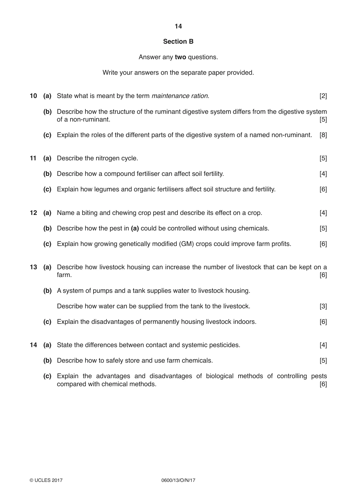 Cambridge IGCSE Agriculture 0600 2017 Oct/Nov Paper 1 · Variant 3 question paper, page 14 of 16
