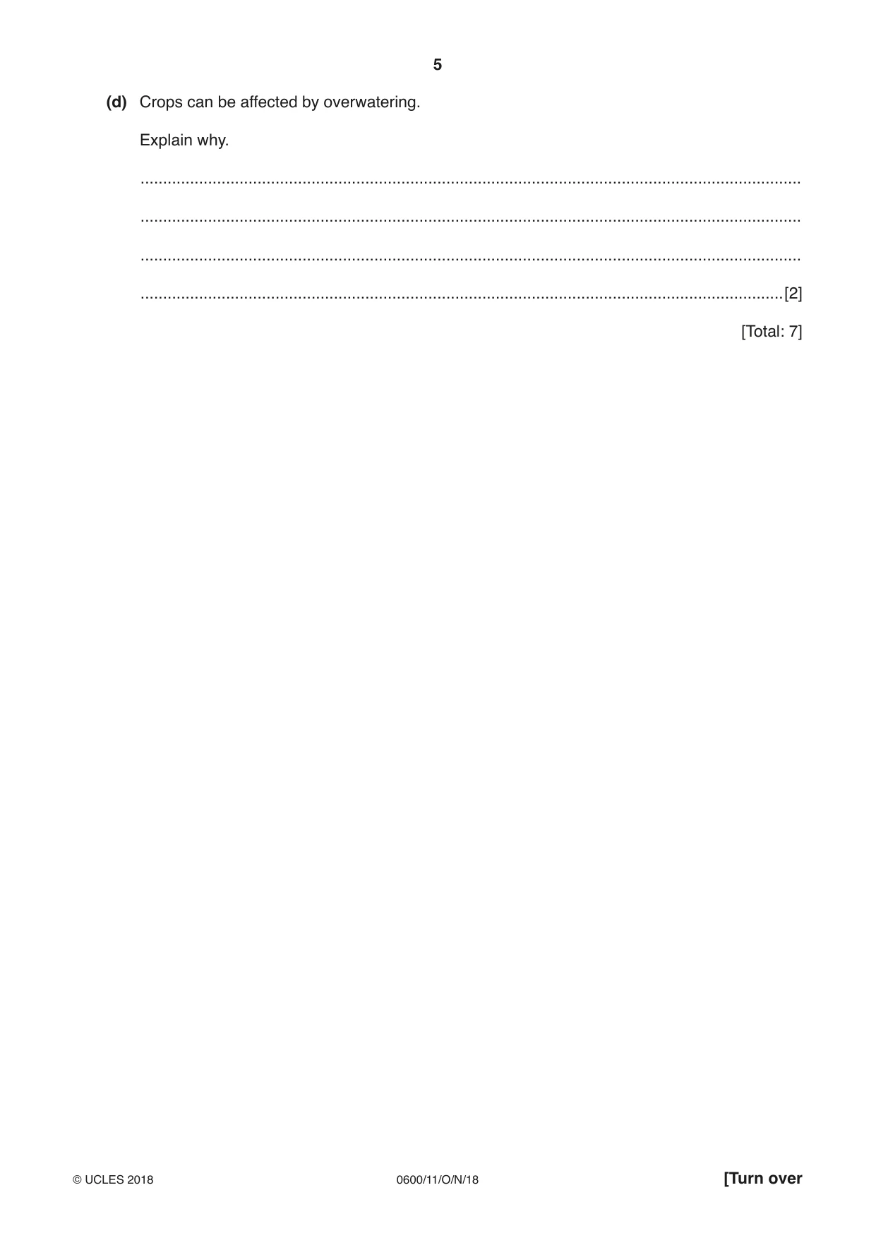 Cambridge IGCSE Agriculture 0600 2018 Oct/Nov Paper 1 · Variant 1 question paper, page 5 of 20