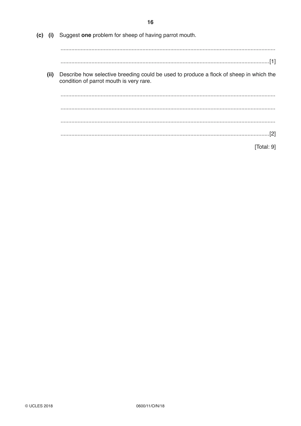 Cambridge IGCSE Agriculture 0600 2018 Oct/Nov Paper 1 · Variant 1 question paper, page 16 of 20