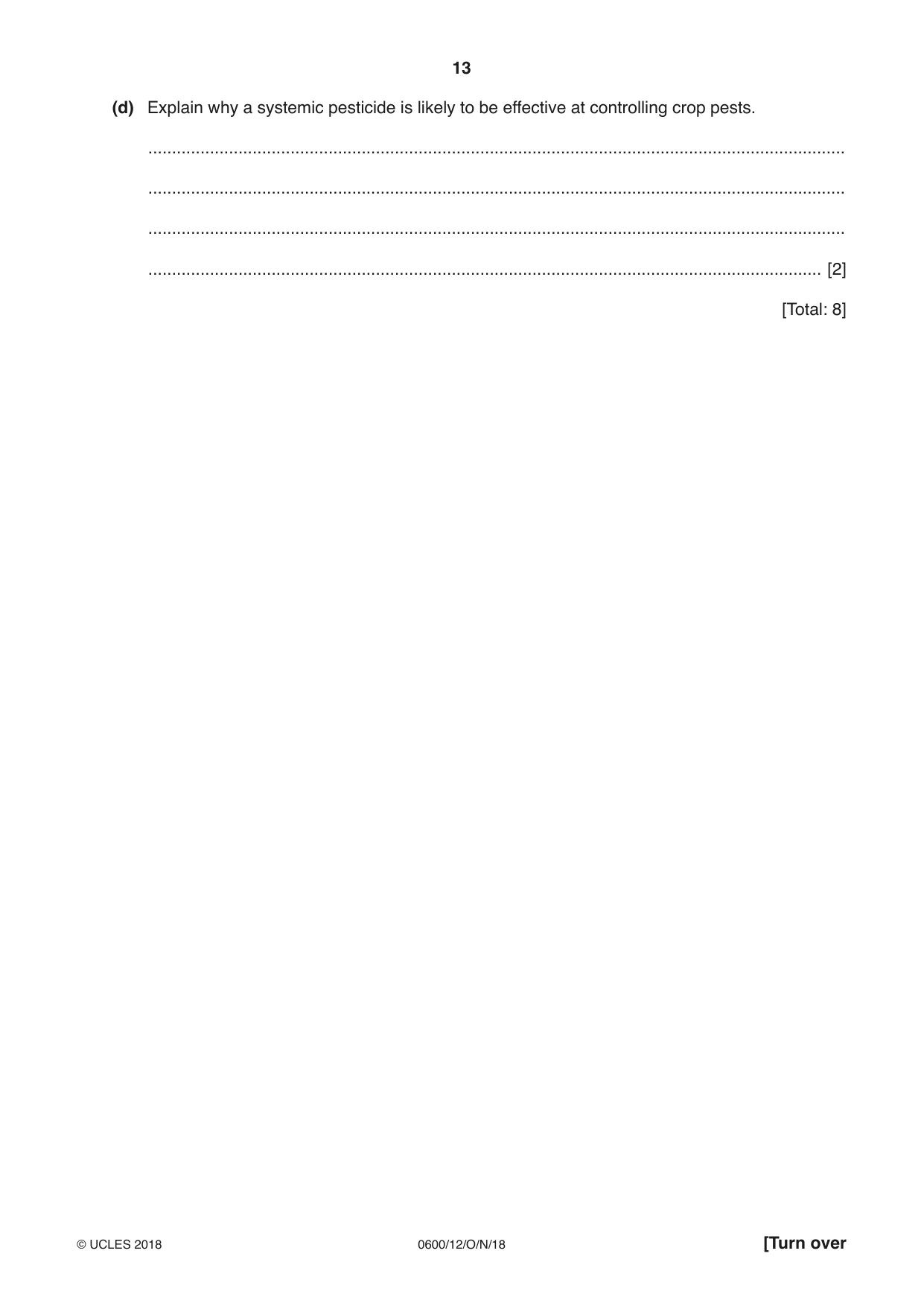 Cambridge IGCSE Agriculture 0600 2018 Oct/Nov Paper 1 · Variant 2 question paper, page 13 of 16