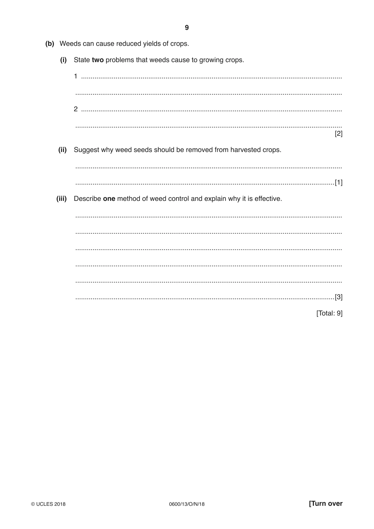 Cambridge IGCSE Agriculture 0600 2018 Oct/Nov Paper 1 · Variant 3 question paper, page 9 of 20