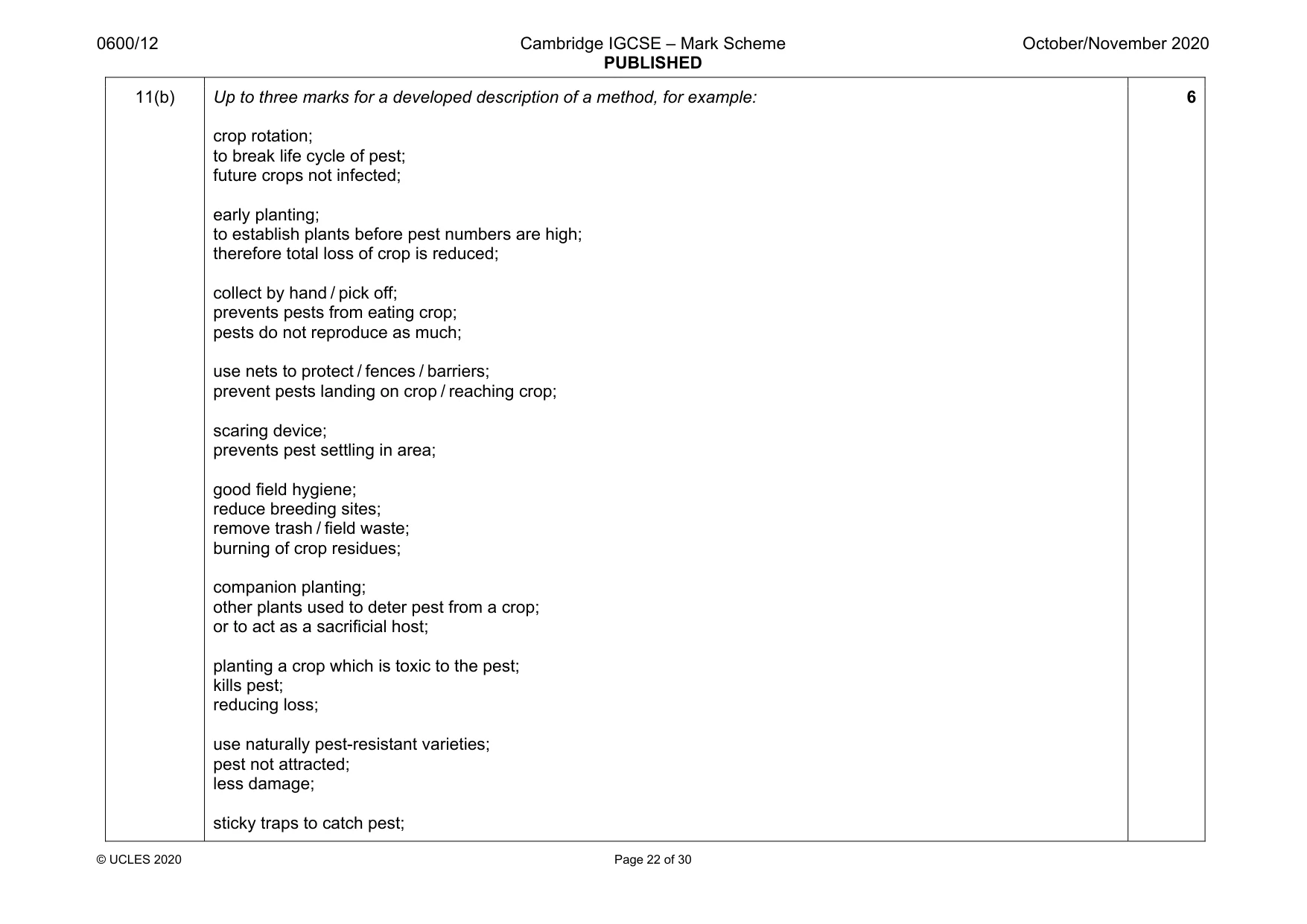 Mark scheme, page 22 of 30