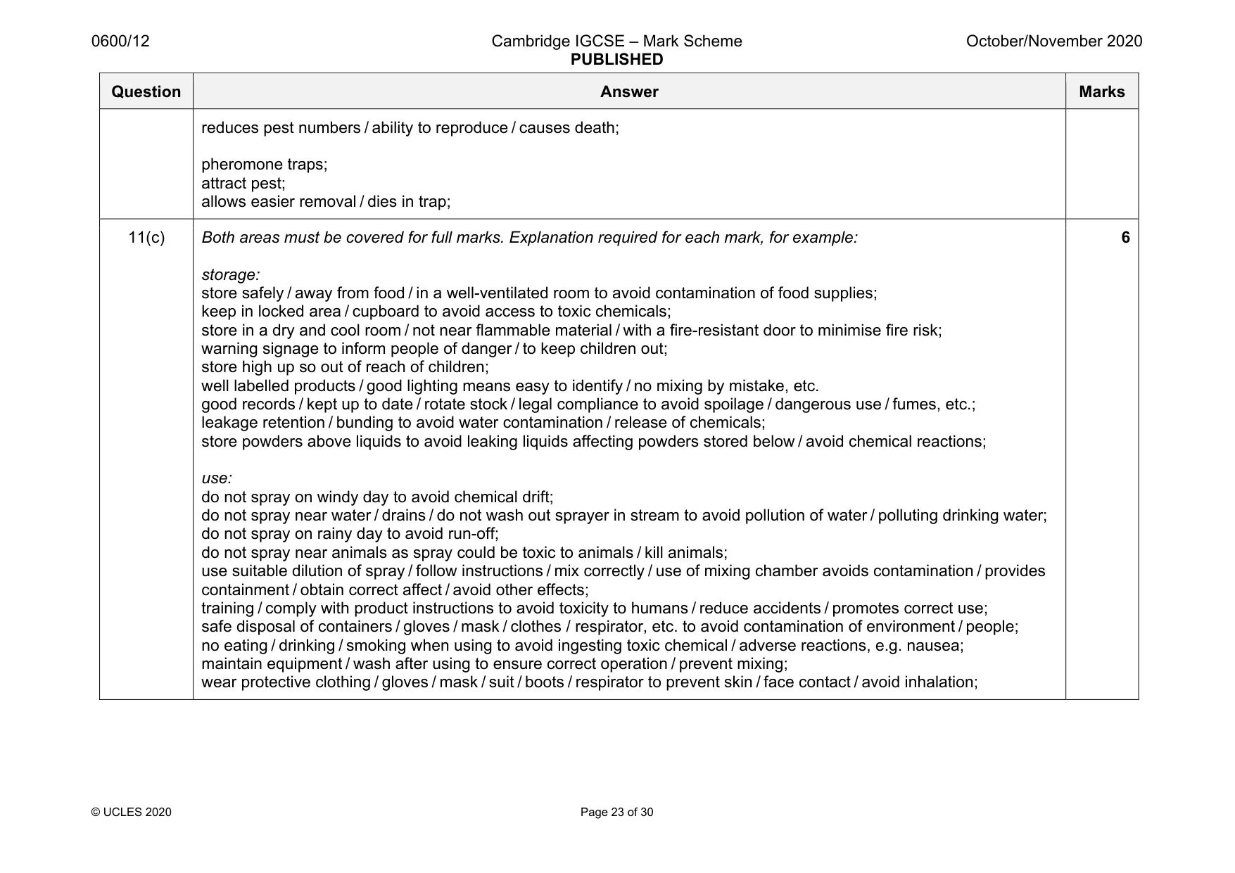 Mark scheme, page 23 of 30