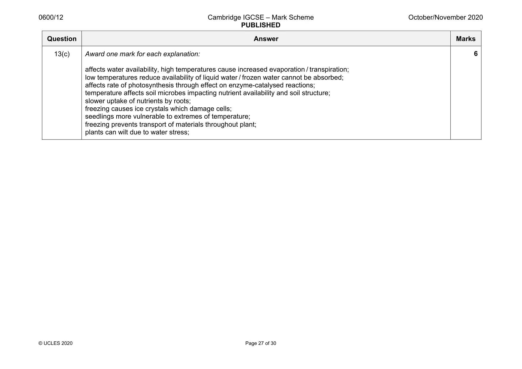 Mark scheme, page 27 of 30