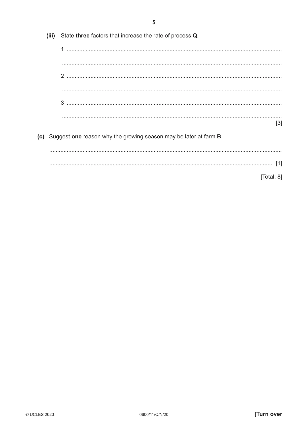 Cambridge IGCSE Agriculture 0600 2020 Oct/Nov Paper 1 · Variant 1 question paper, page 5 of 16