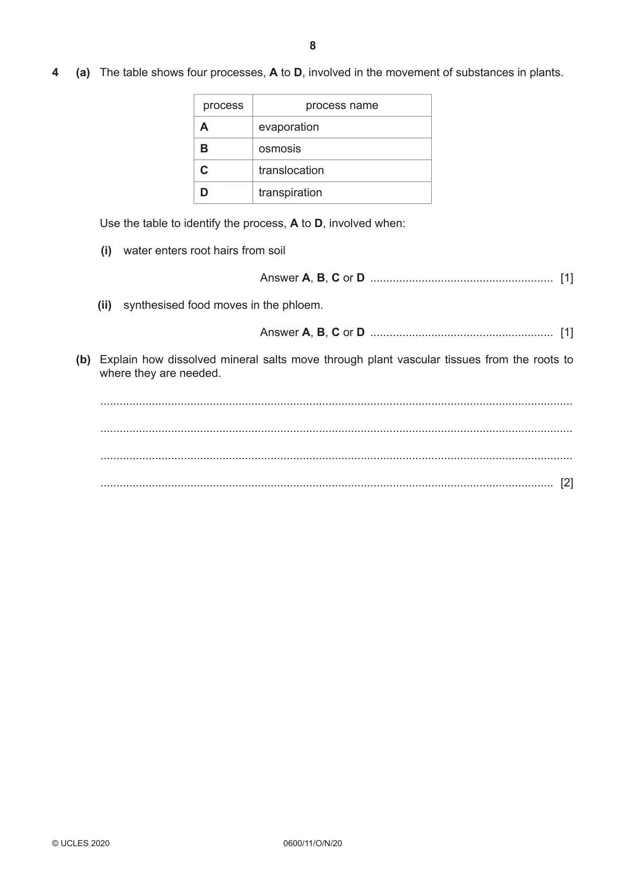 Cambridge IGCSE Agriculture 0600 2020 Oct/Nov Paper 1 · Variant 1 question paper, page 8 of 16