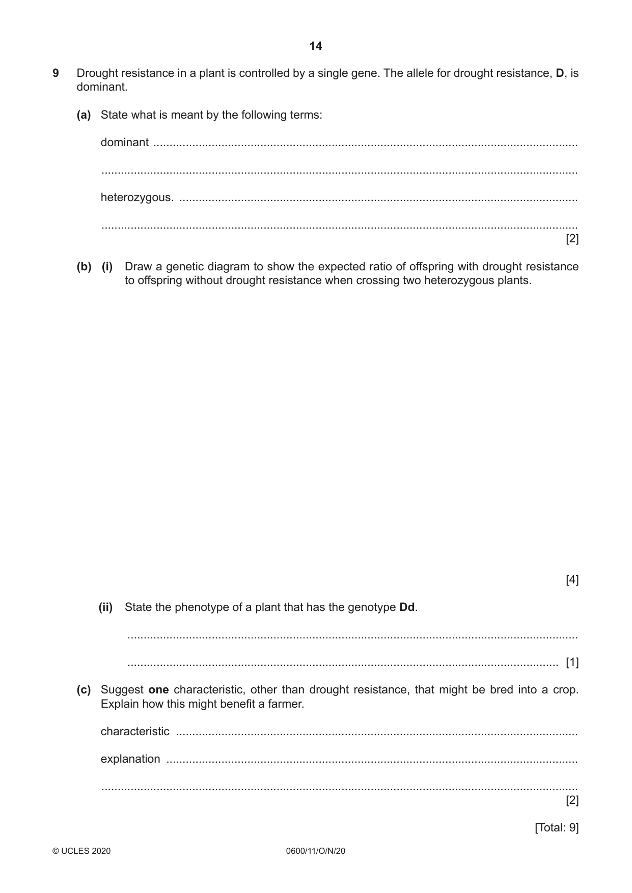 Cambridge IGCSE Agriculture 0600 2020 Oct/Nov Paper 1 · Variant 1 question paper, page 14 of 16