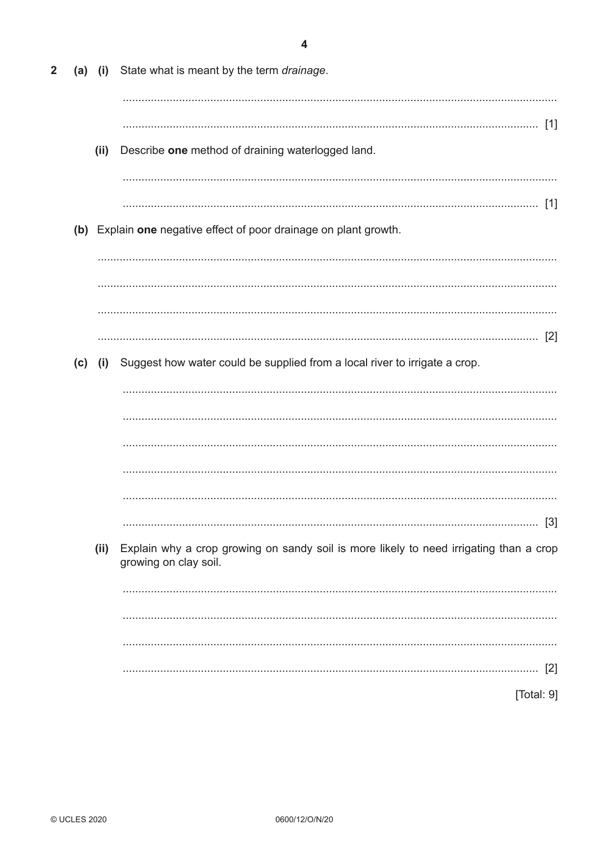 Cambridge IGCSE Agriculture 0600 2020 Oct/Nov Paper 1 · Variant 2 question paper, page 4 of 16