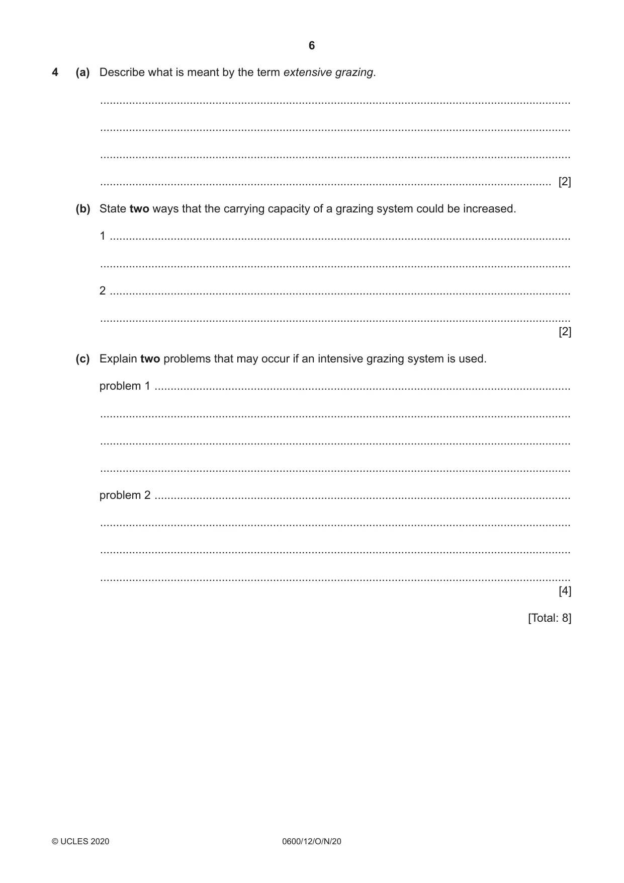 Cambridge IGCSE Agriculture 0600 2020 Oct/Nov Paper 1 · Variant 2 question paper, page 6 of 16
