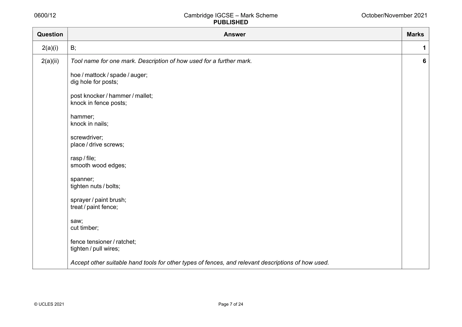 Mark scheme, page 7 of 24