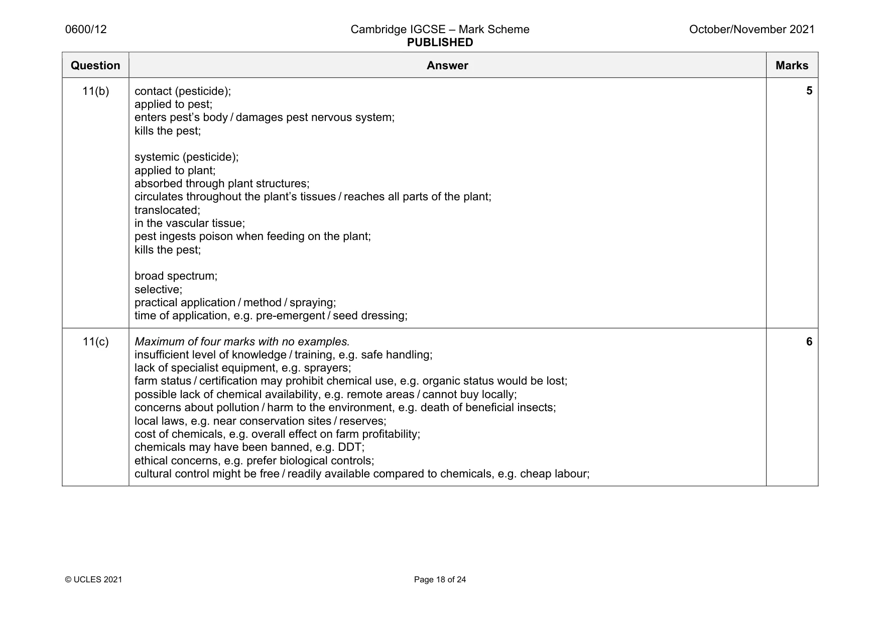 Mark scheme, page 18 of 24
