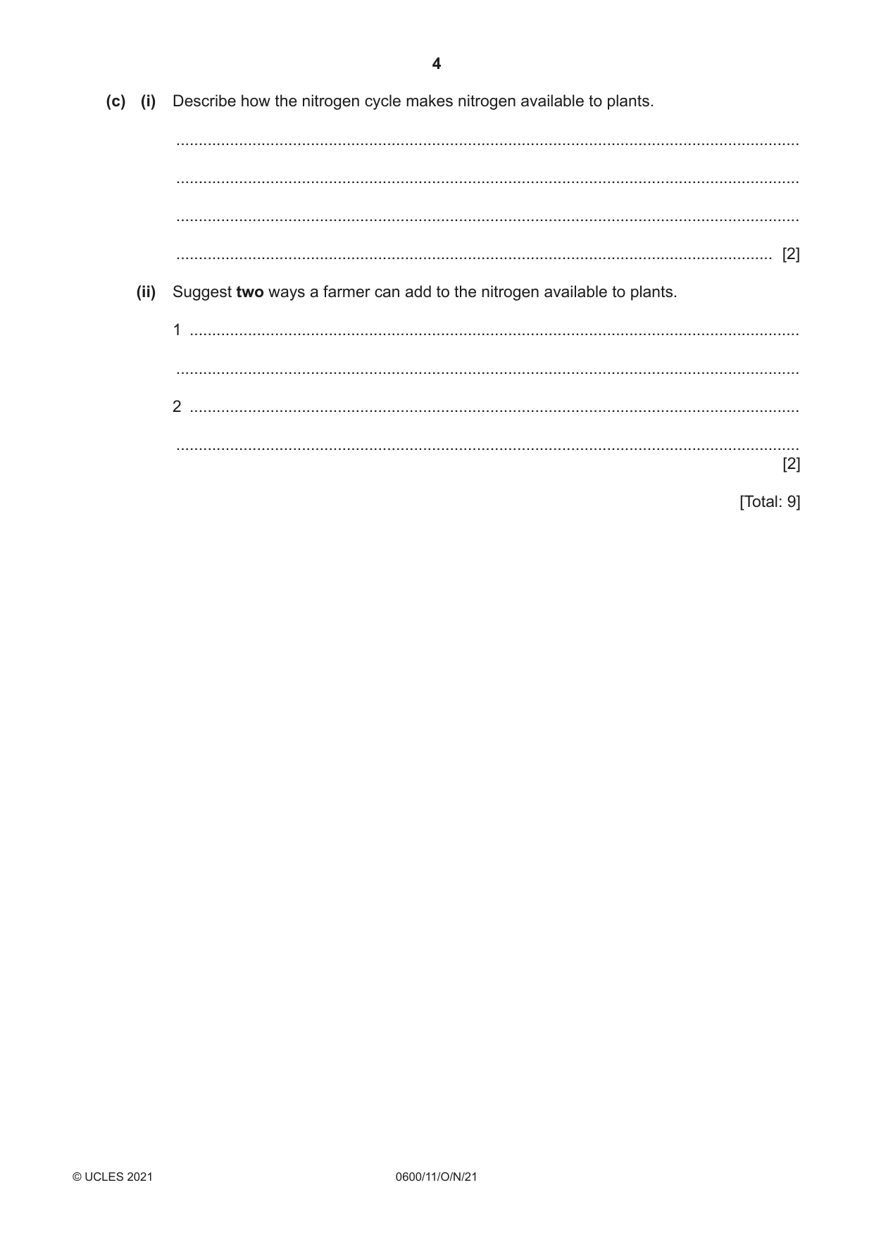 Cambridge IGCSE Agriculture 0600 2021 Oct/Nov Paper 1 · Variant 1 question paper, page 4 of 24