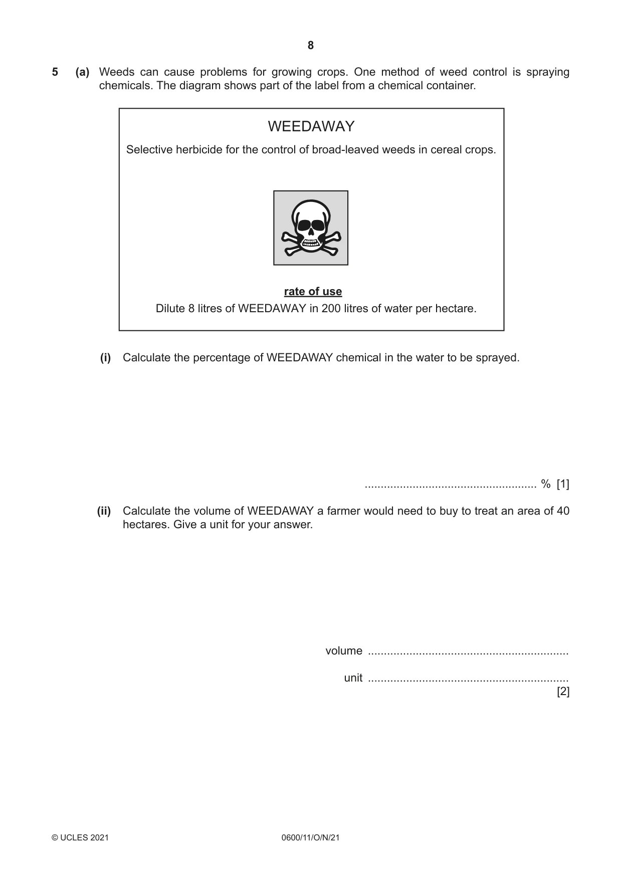 Cambridge IGCSE Agriculture 0600 2021 Oct/Nov Paper 1 · Variant 1 question paper, page 8 of 24