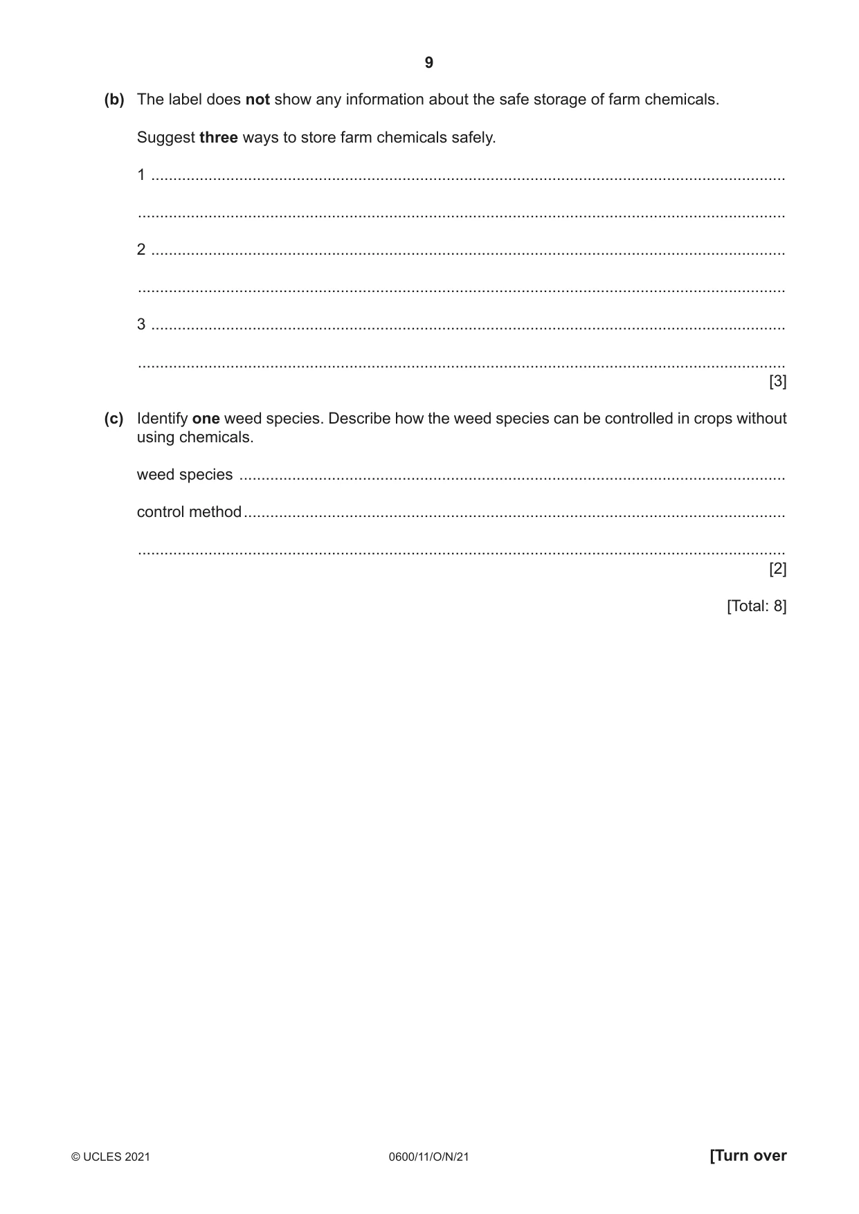 Cambridge IGCSE Agriculture 0600 2021 Oct/Nov Paper 1 · Variant 1 question paper, page 9 of 24