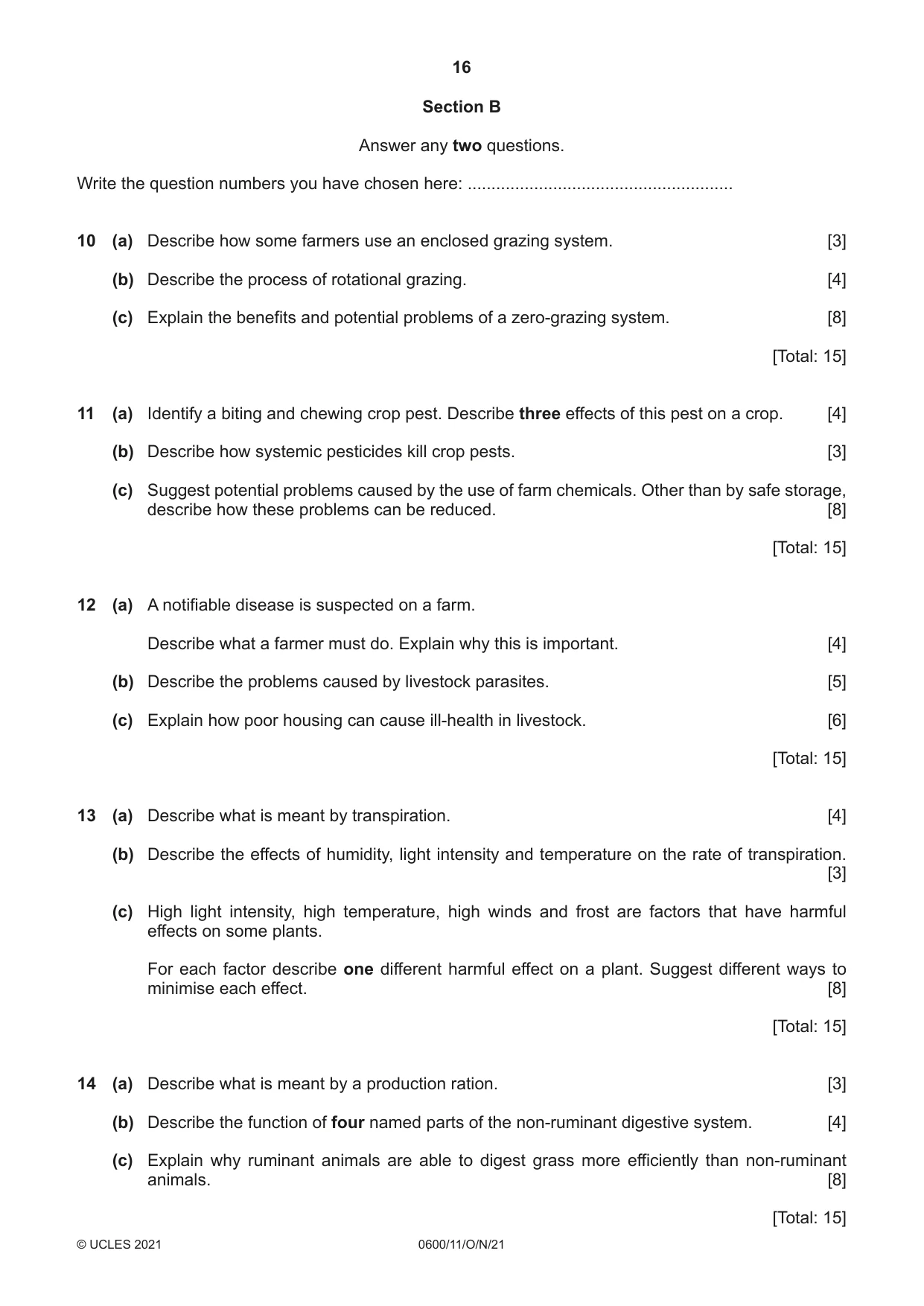 Cambridge IGCSE Agriculture 0600 2021 Oct/Nov Paper 1 · Variant 1 question paper, page 16 of 24