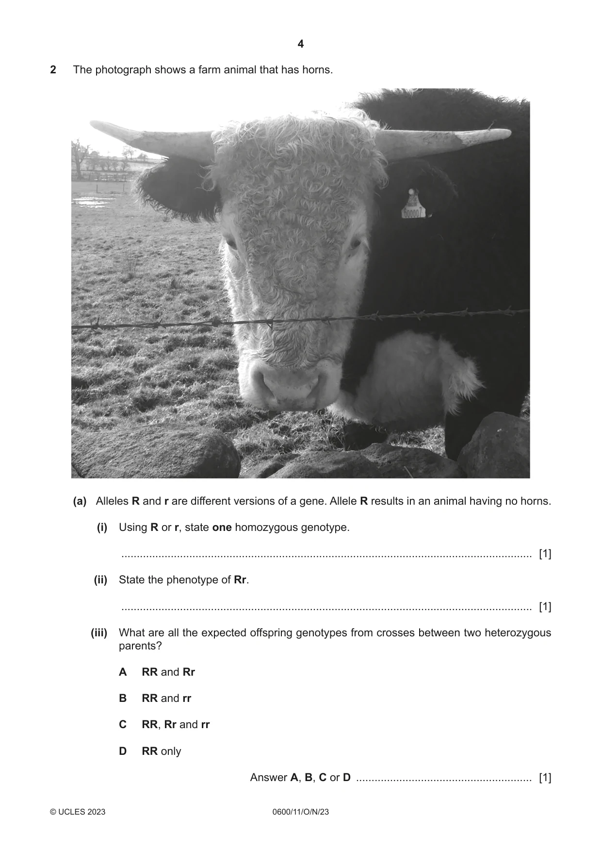 Cambridge IGCSE Agriculture 0600 2023 Oct/Nov Paper 1 · Variant 1 question paper, page 4 of 24
