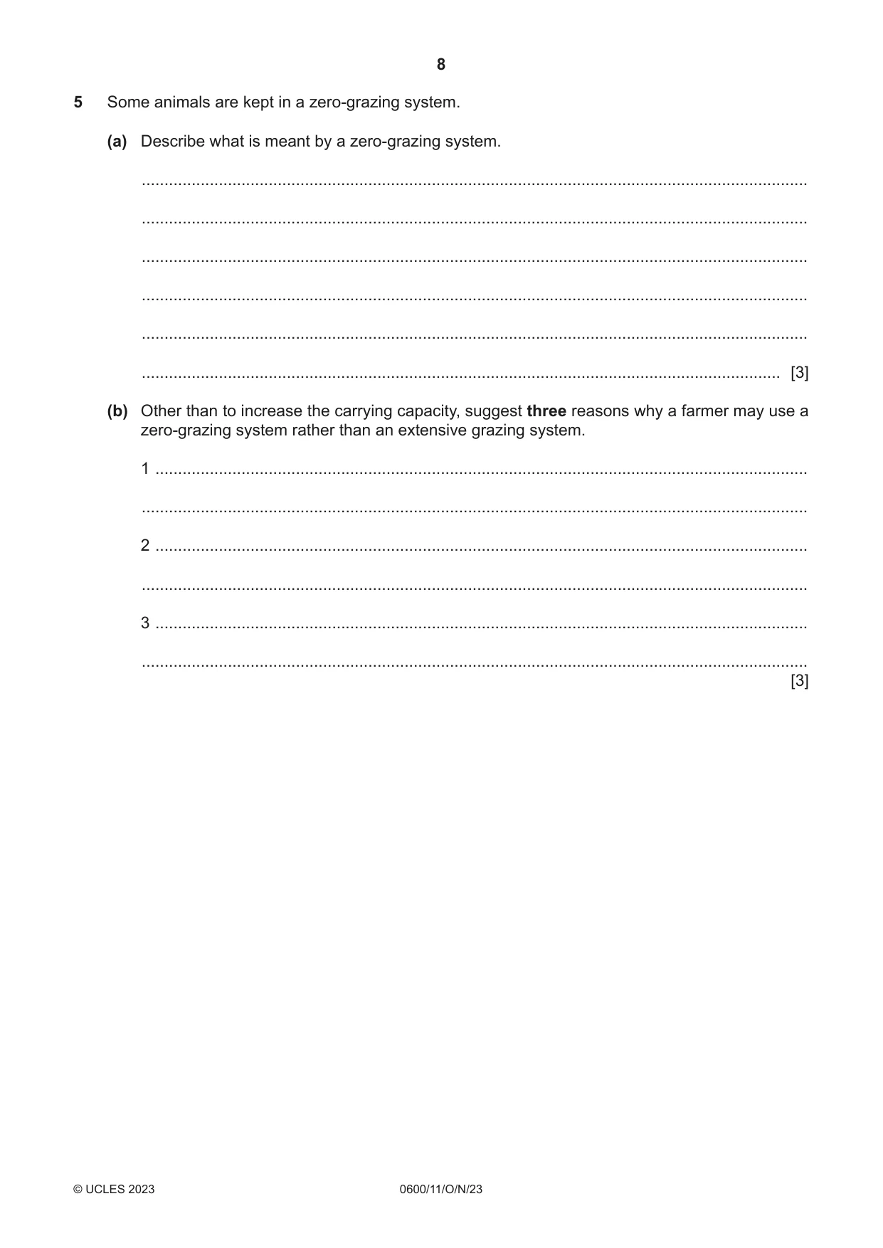 Cambridge IGCSE Agriculture 0600 2023 Oct/Nov Paper 1 · Variant 1 question paper, page 8 of 24