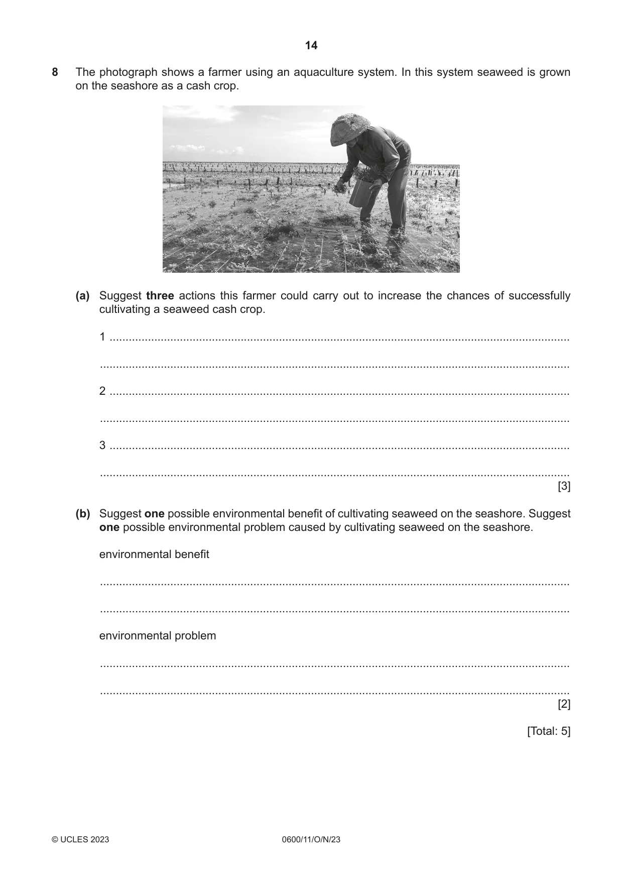 Cambridge IGCSE Agriculture 0600 2023 Oct/Nov Paper 1 · Variant 1 question paper, page 14 of 24