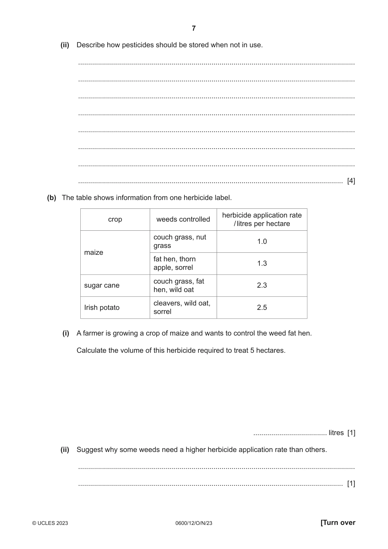 Cambridge IGCSE Agriculture 0600 2023 Oct/Nov Paper 1 · Variant 2 question paper, page 7 of 24