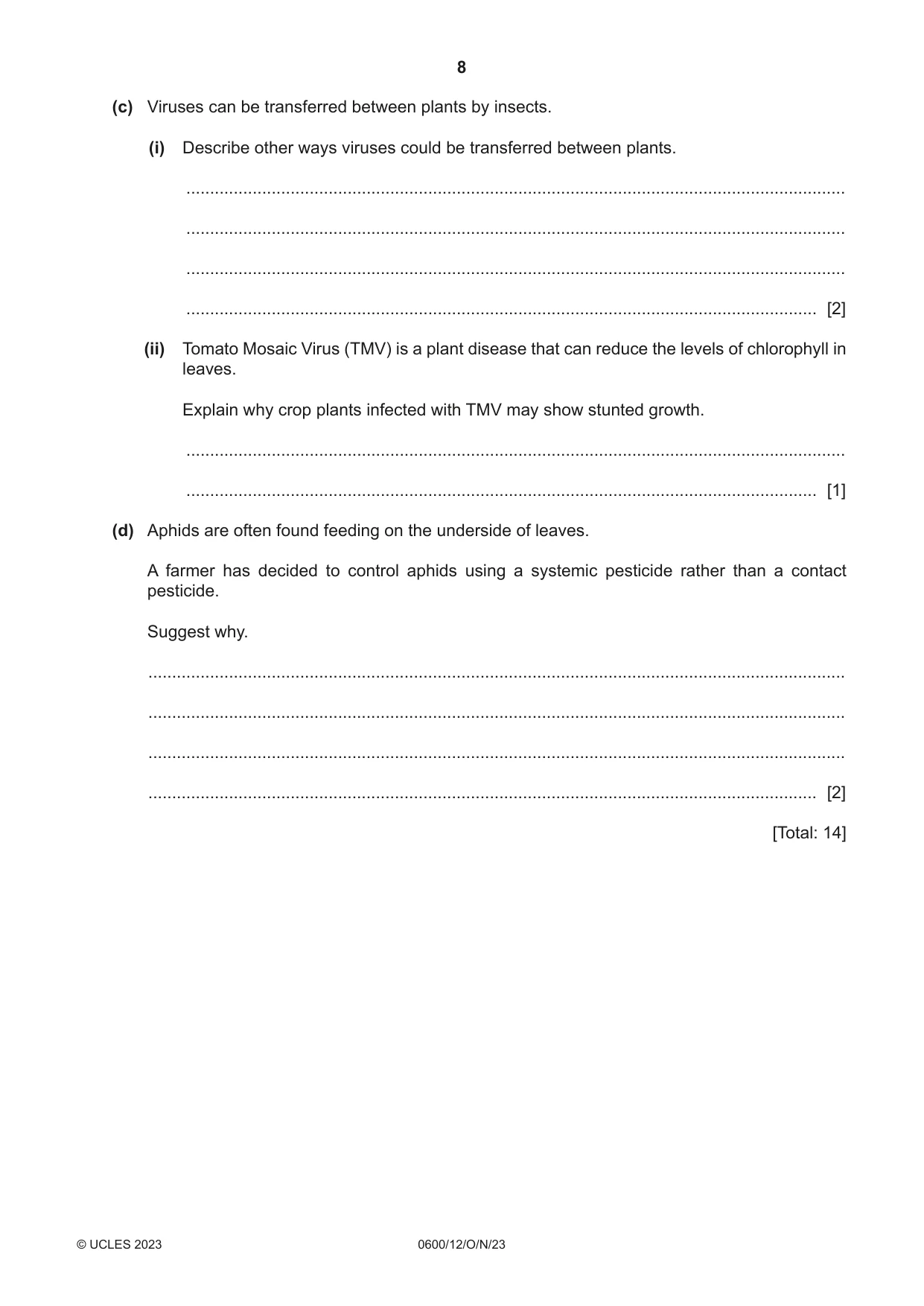 Cambridge IGCSE Agriculture 0600 2023 Oct/Nov Paper 1 · Variant 2 question paper, page 8 of 24