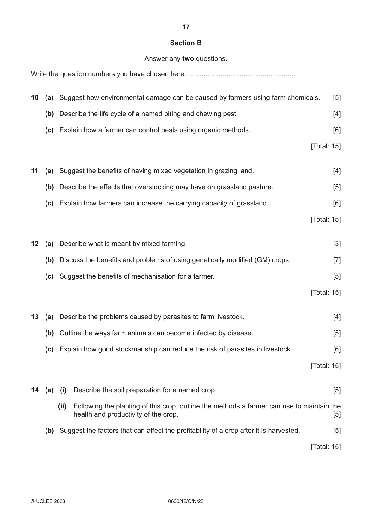 Cambridge IGCSE Agriculture 0600 2023 Oct/Nov Paper 1 · Variant 2 question paper, page 17 of 24