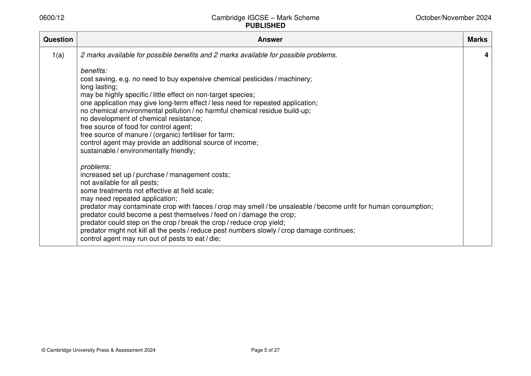 Mark scheme, page 5 of 27
