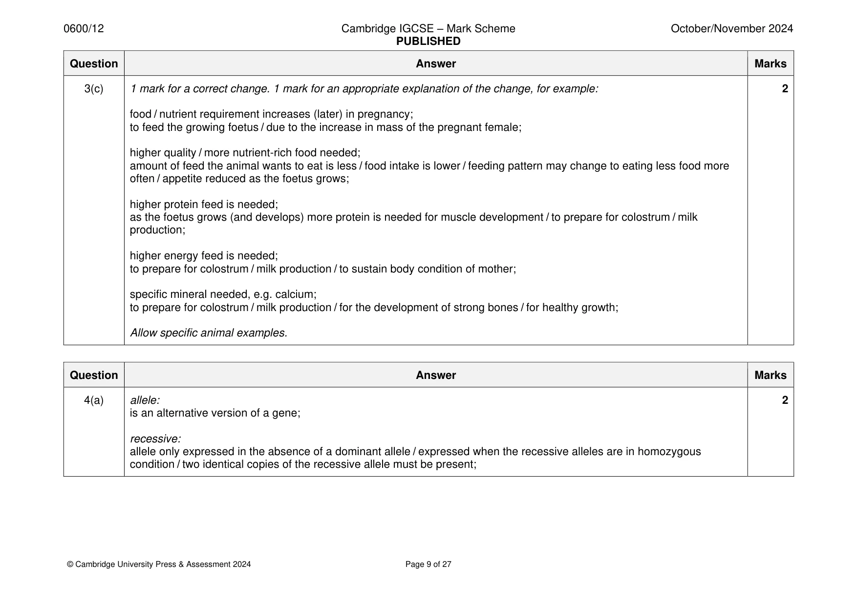 Mark scheme, page 9 of 27
