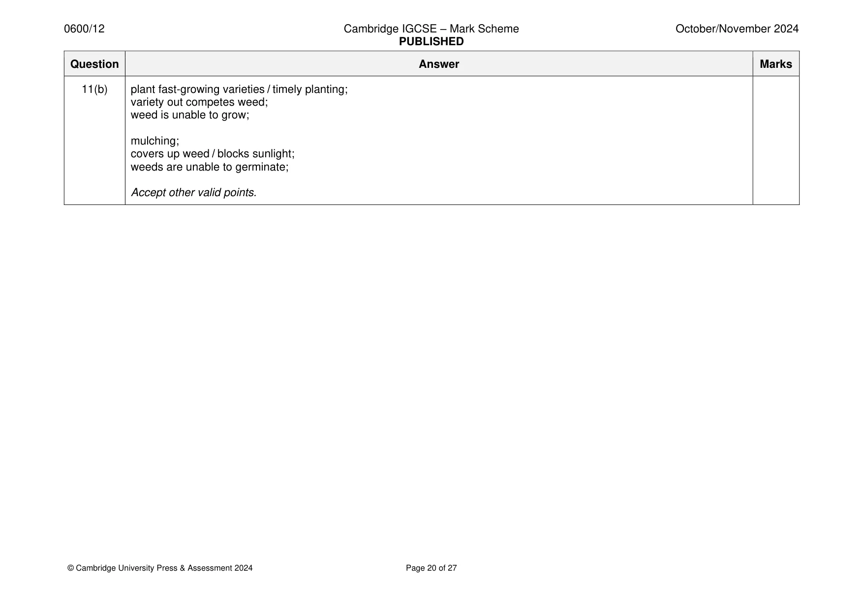 Mark scheme, page 20 of 27
