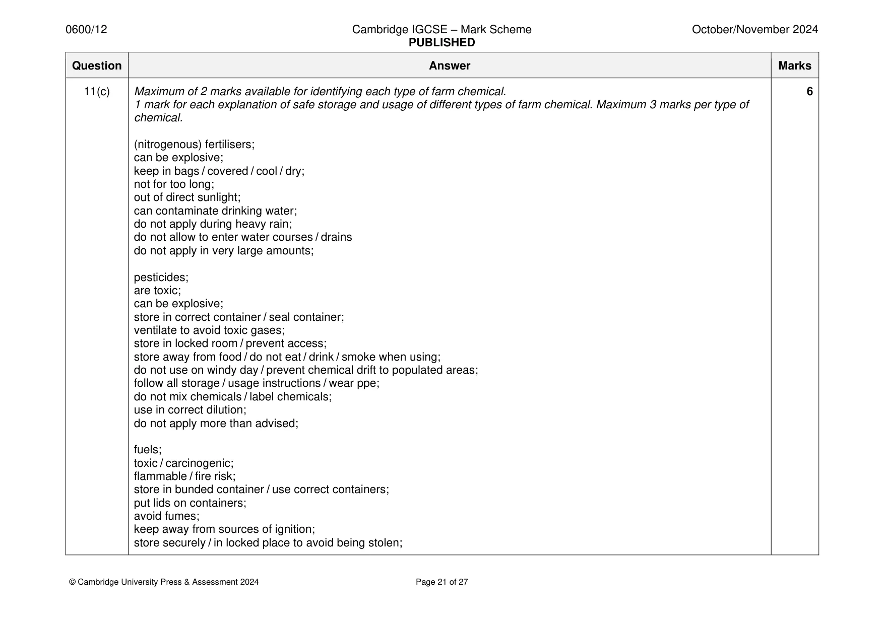 Mark scheme, page 21 of 27