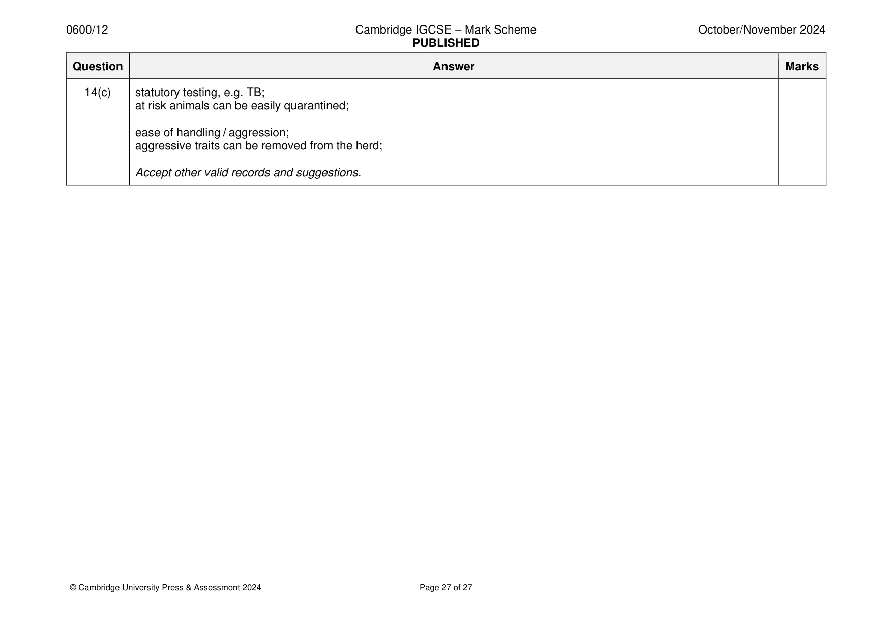 Mark scheme, page 27 of 27