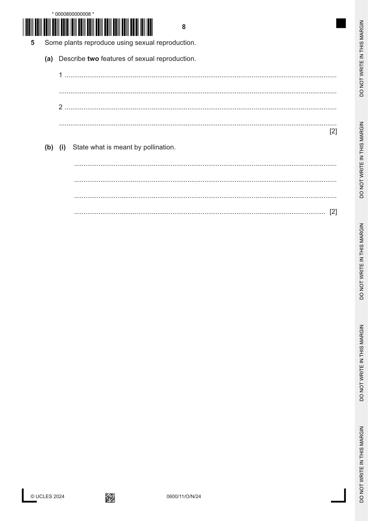 Cambridge IGCSE Agriculture 0600 2024 Oct/Nov Paper 1 · Variant 1 question paper, page 8 of 24