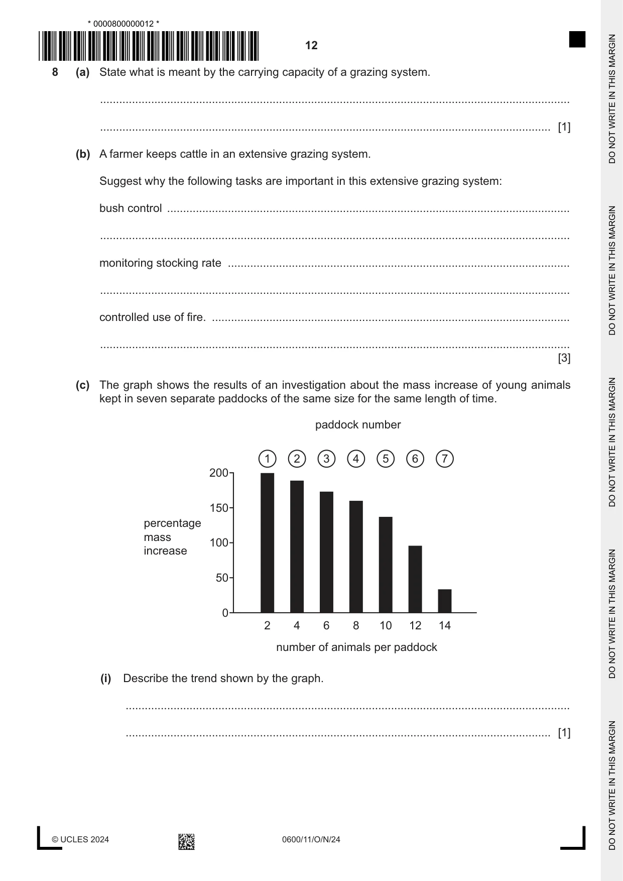 Cambridge IGCSE Agriculture 0600 2024 Oct/Nov Paper 1 · Variant 1 question paper, page 12 of 24