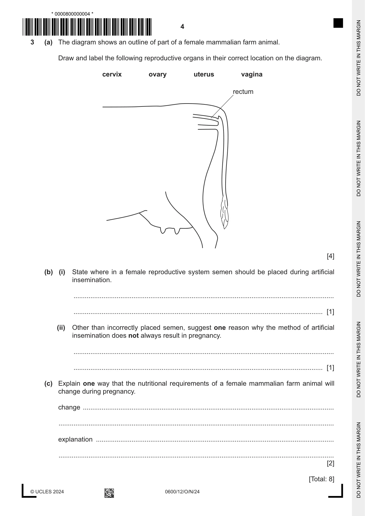 Cambridge IGCSE Agriculture 0600 2024 Oct/Nov Paper 1 · Variant 2 question paper, page 4 of 20