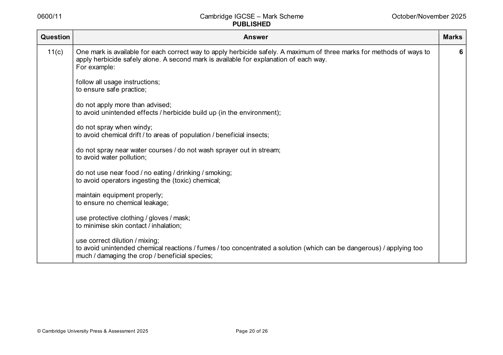 Mark scheme, page 20 of 26