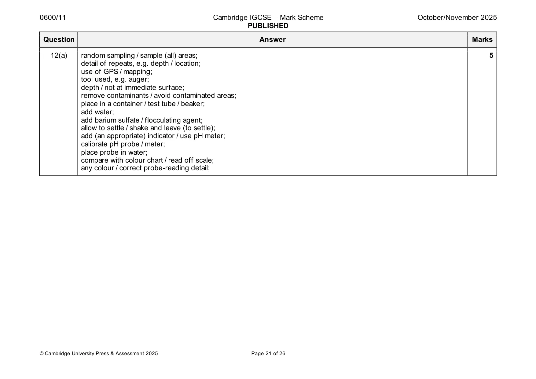 Mark scheme, page 21 of 26