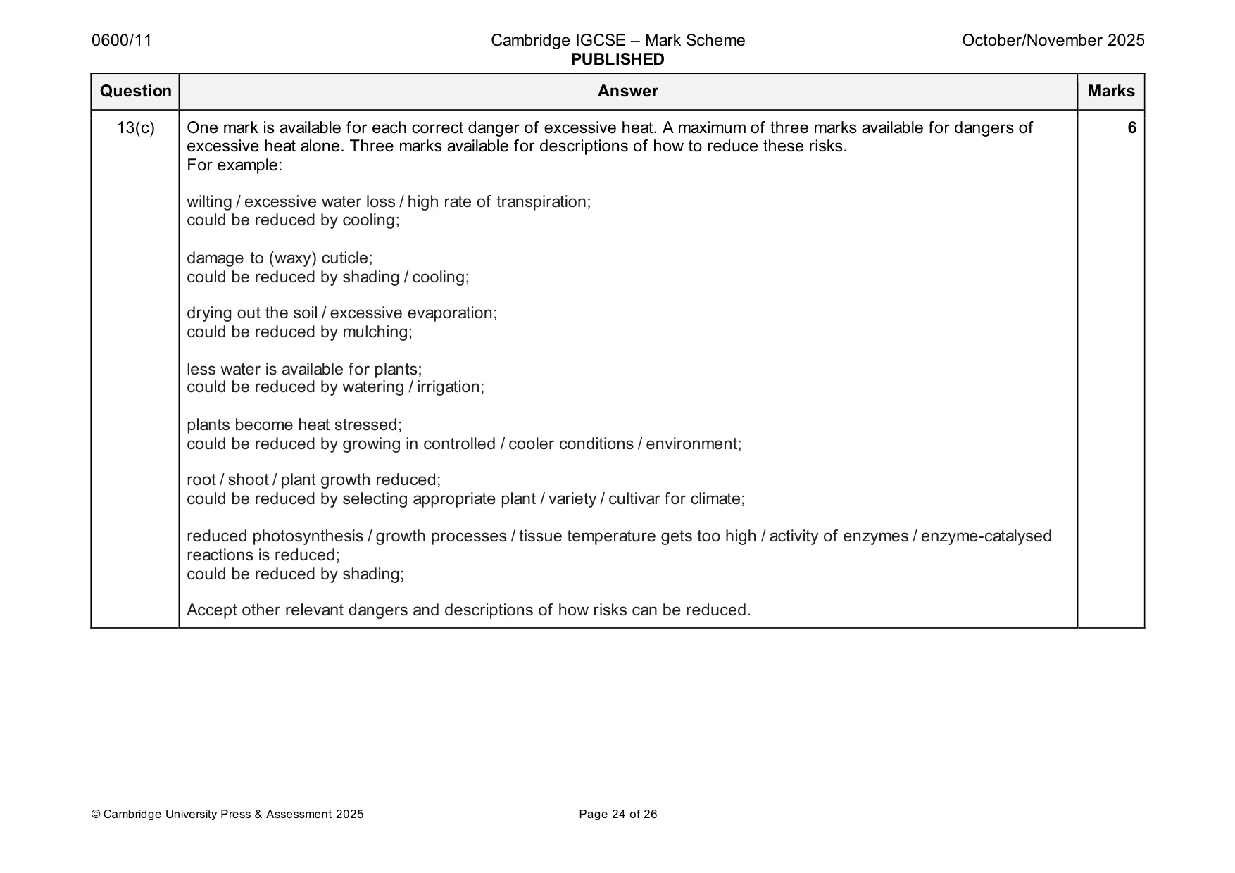 Mark scheme, page 24 of 26