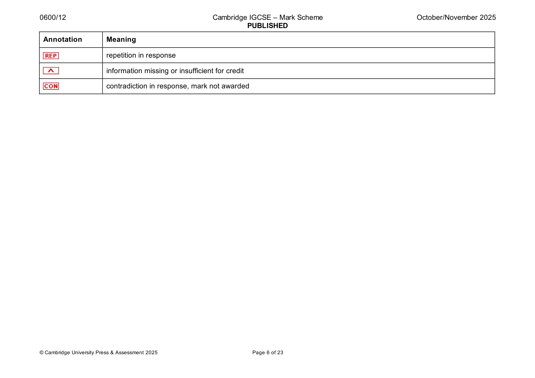 Mark scheme, page 6 of 23