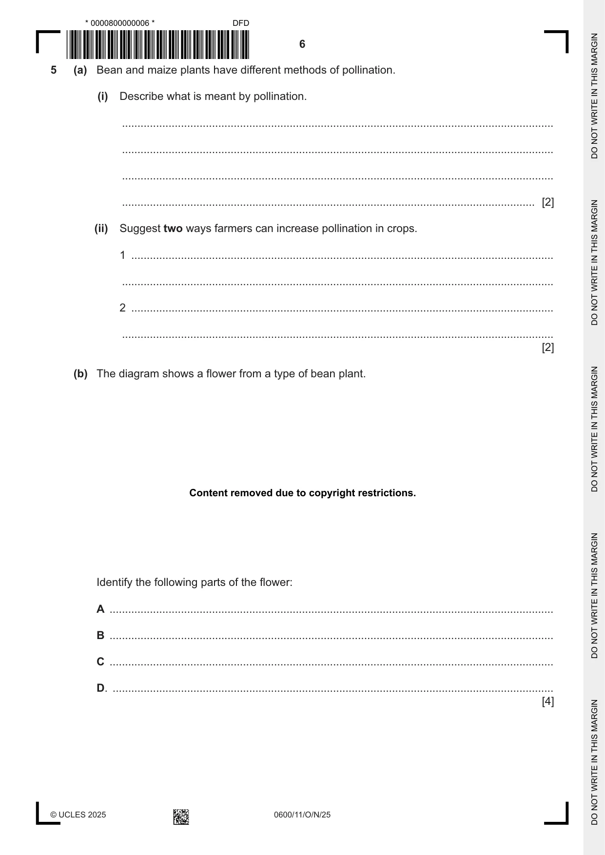 Cambridge IGCSE Agriculture 0600 2025 Oct/Nov Paper 1 · Variant 1 question paper, page 6 of 20