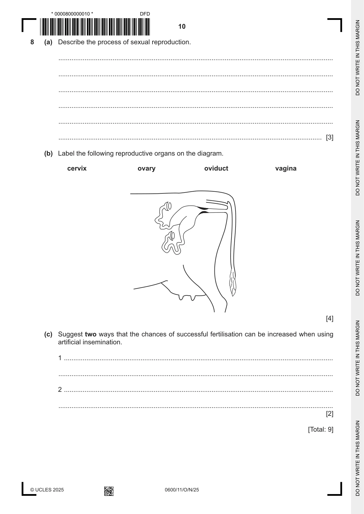 Cambridge IGCSE Agriculture 0600 2025 Oct/Nov Paper 1 · Variant 1 question paper, page 10 of 20
