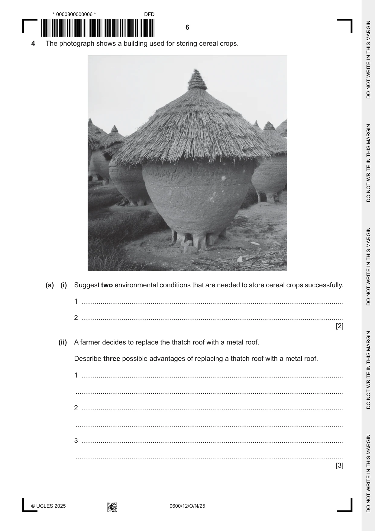 Cambridge IGCSE Agriculture 0600 2025 Oct/Nov Paper 1 · Variant 2 question paper, page 6 of 24