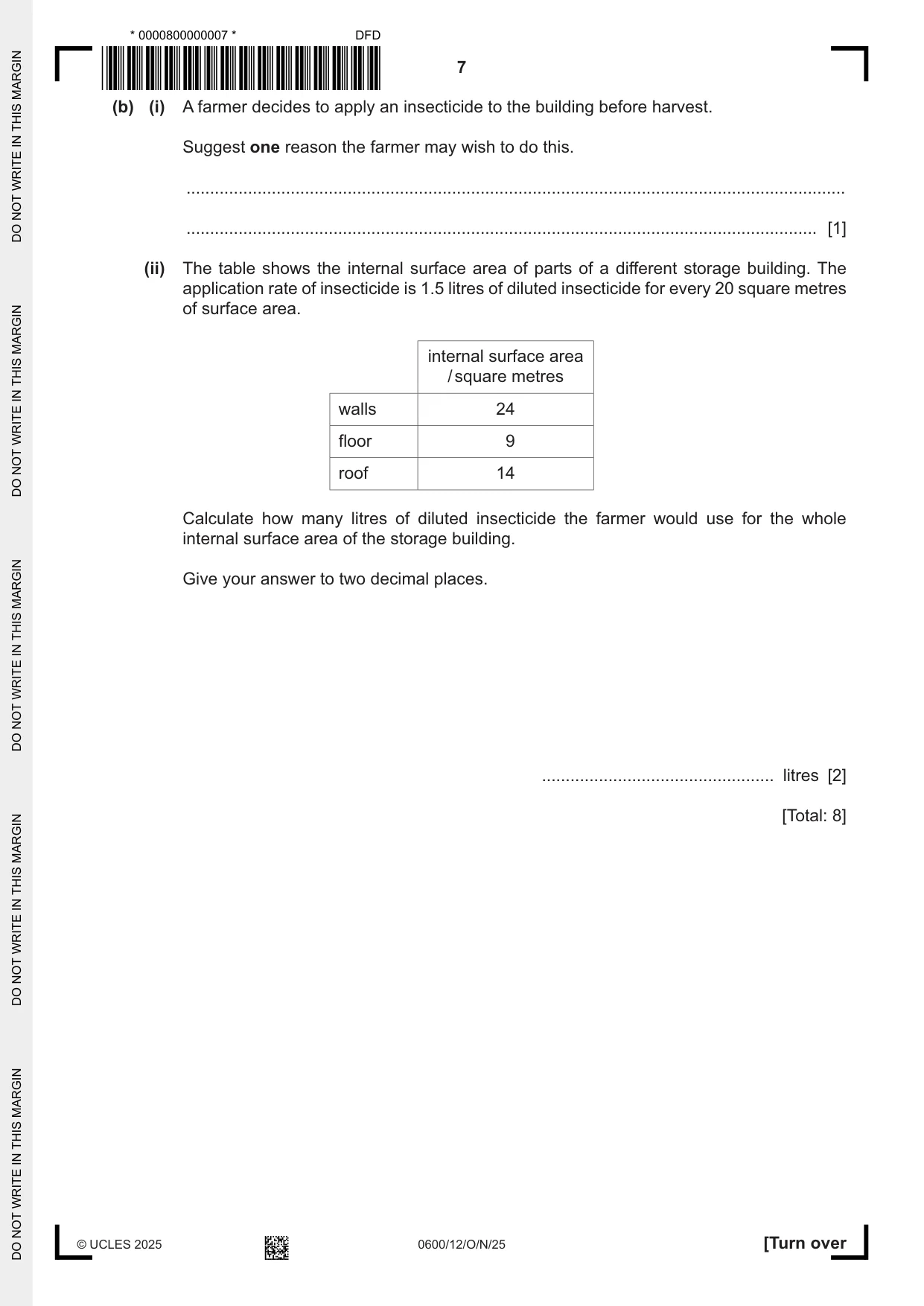 Cambridge IGCSE Agriculture 0600 2025 Oct/Nov Paper 1 · Variant 2 question paper, page 7 of 24