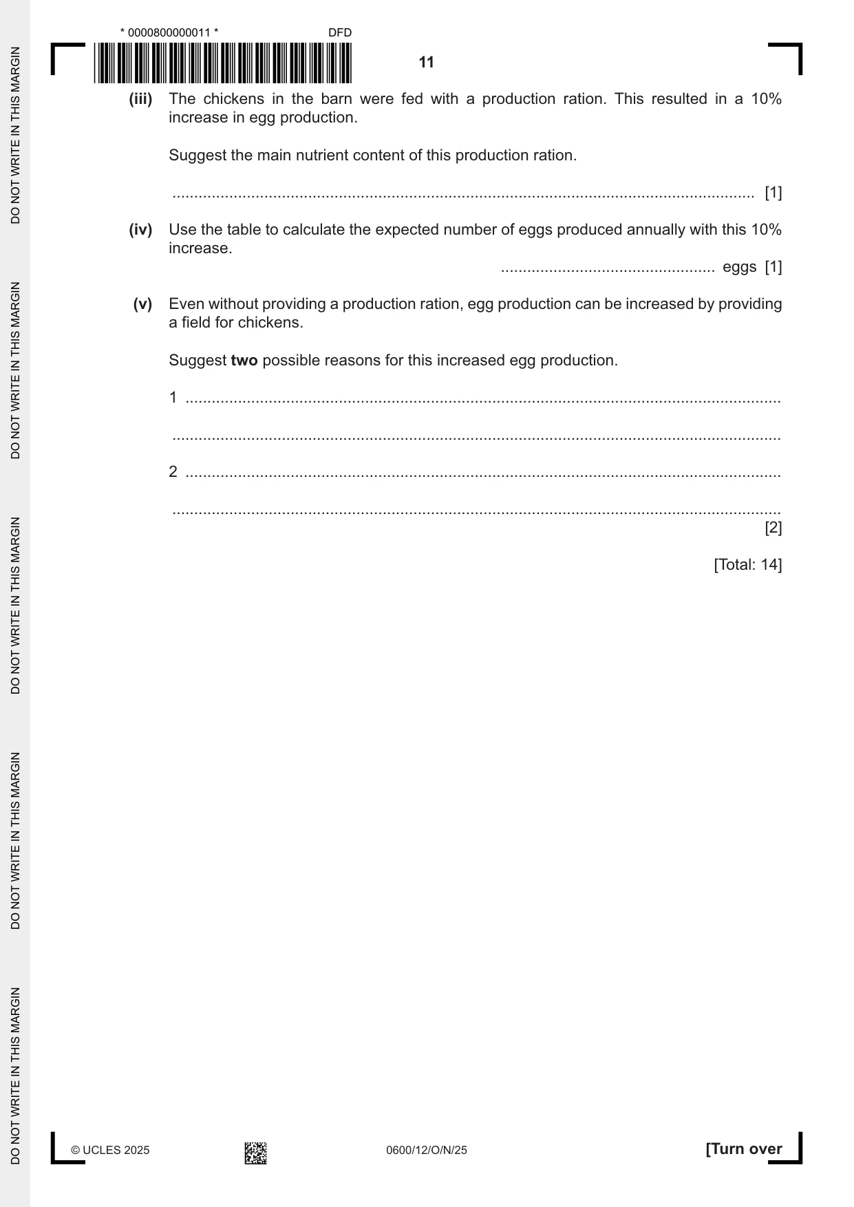 Cambridge IGCSE Agriculture 0600 2025 Oct/Nov Paper 1 · Variant 2 question paper, page 11 of 24