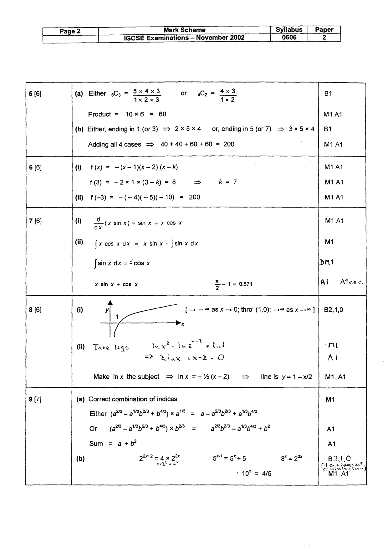 Mark scheme, page 3 of 4