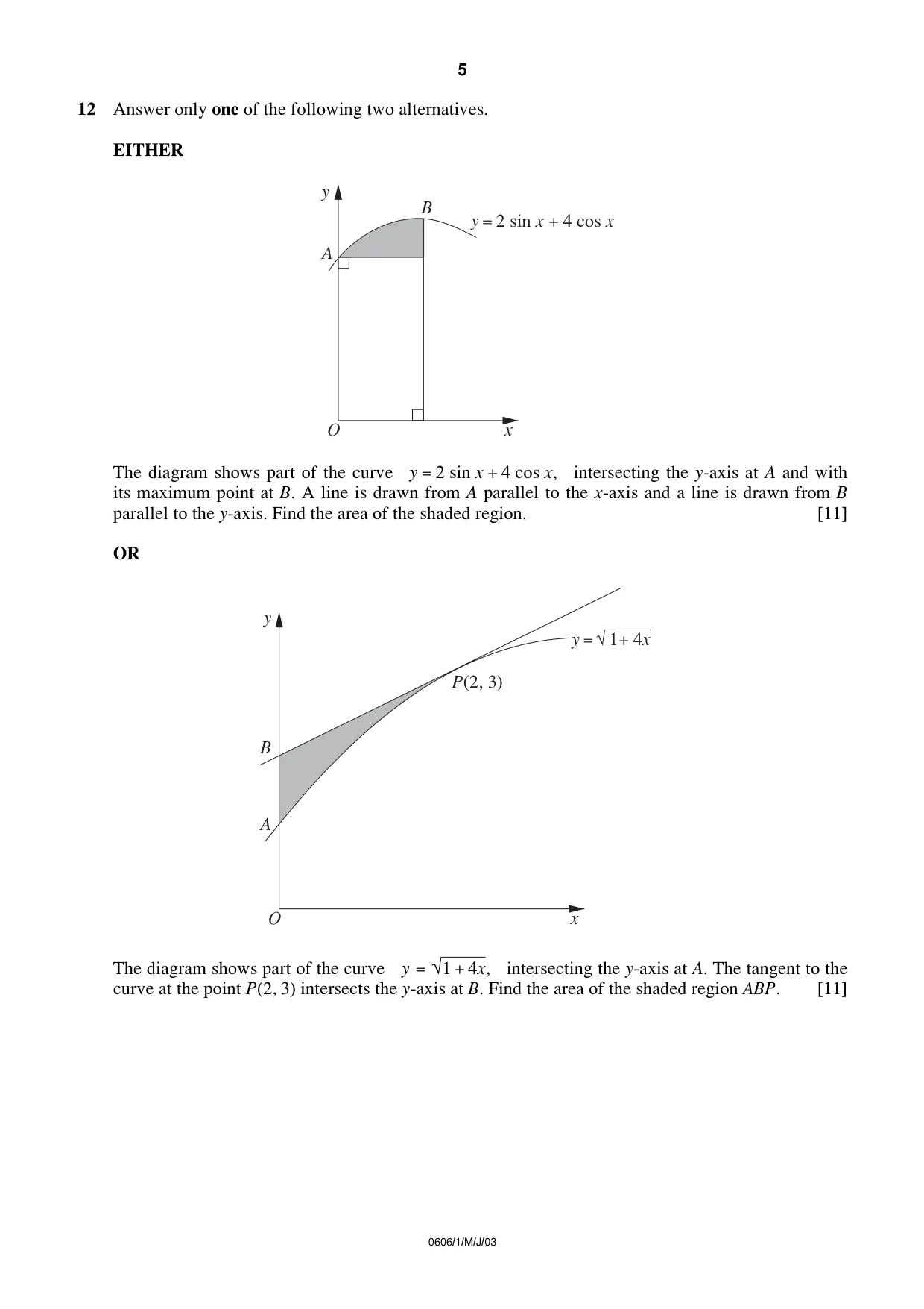 Cambridge IGCSE Mathematics - Additional 0606 2003 May/June Paper 1 · Variant 1 question paper, page 5 of 8