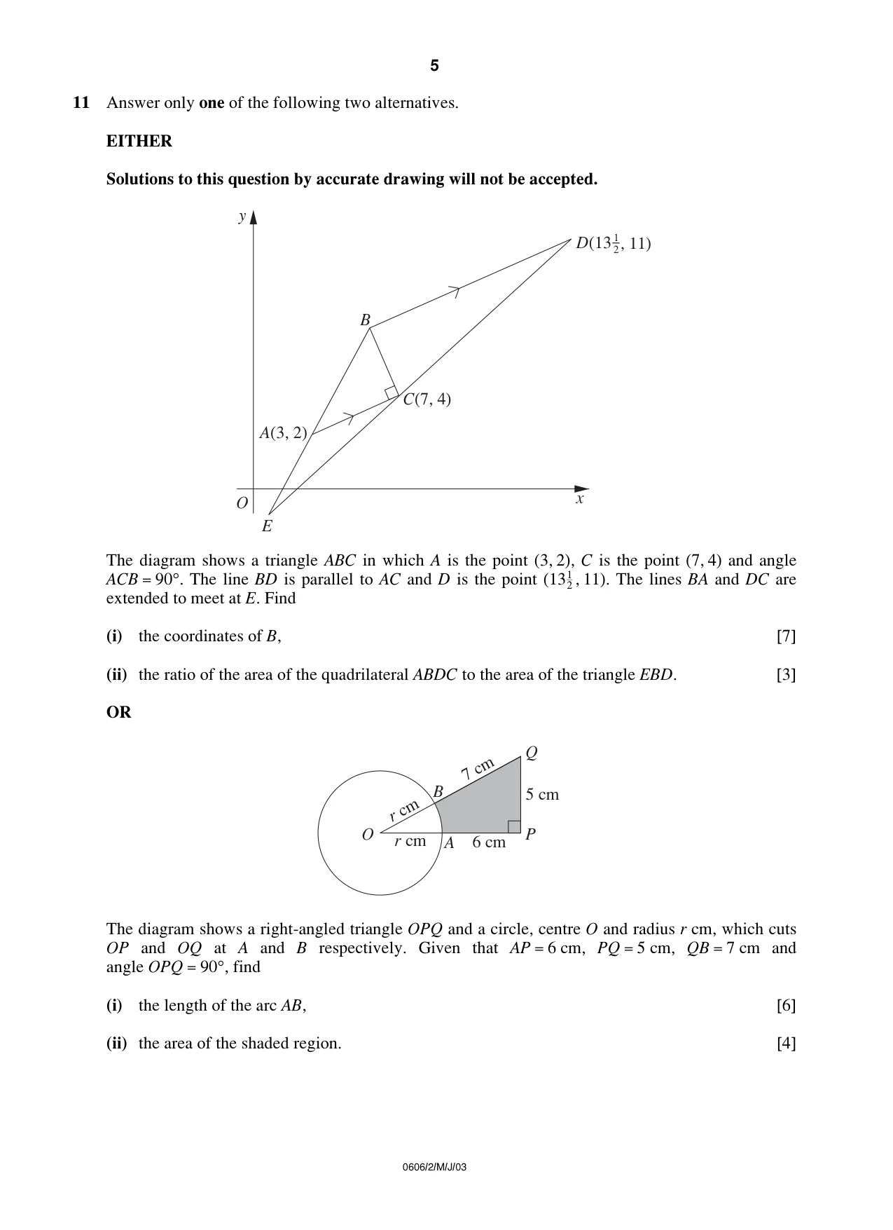 Cambridge IGCSE Mathematics - Additional 0606 2003 May/June Paper 2 · Variant 1 question paper, page 5 of 8