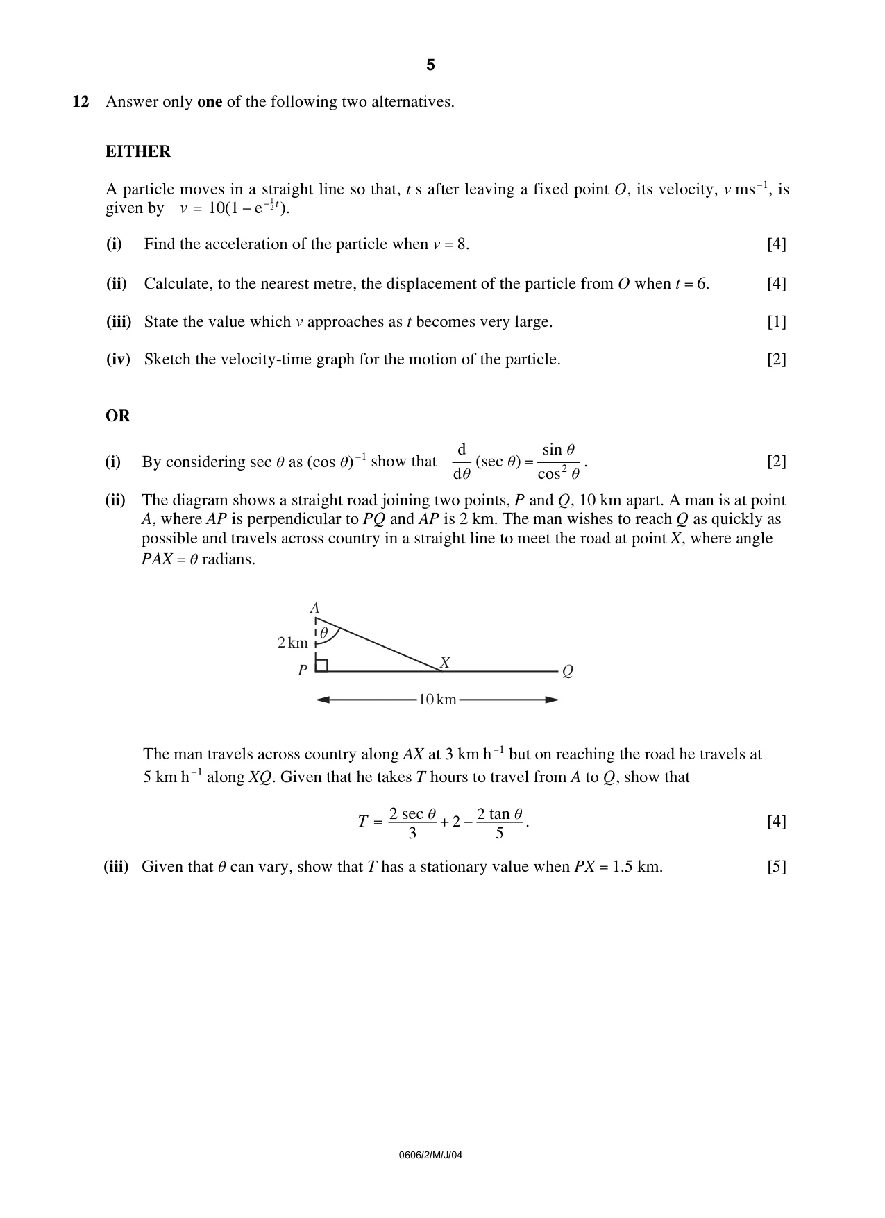 Cambridge IGCSE Mathematics - Additional 0606 2004 May/June Paper 2 · Variant 1 question paper, page 5 of 8