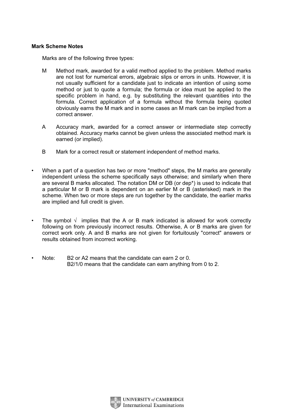 Mark scheme, page 3 of 9