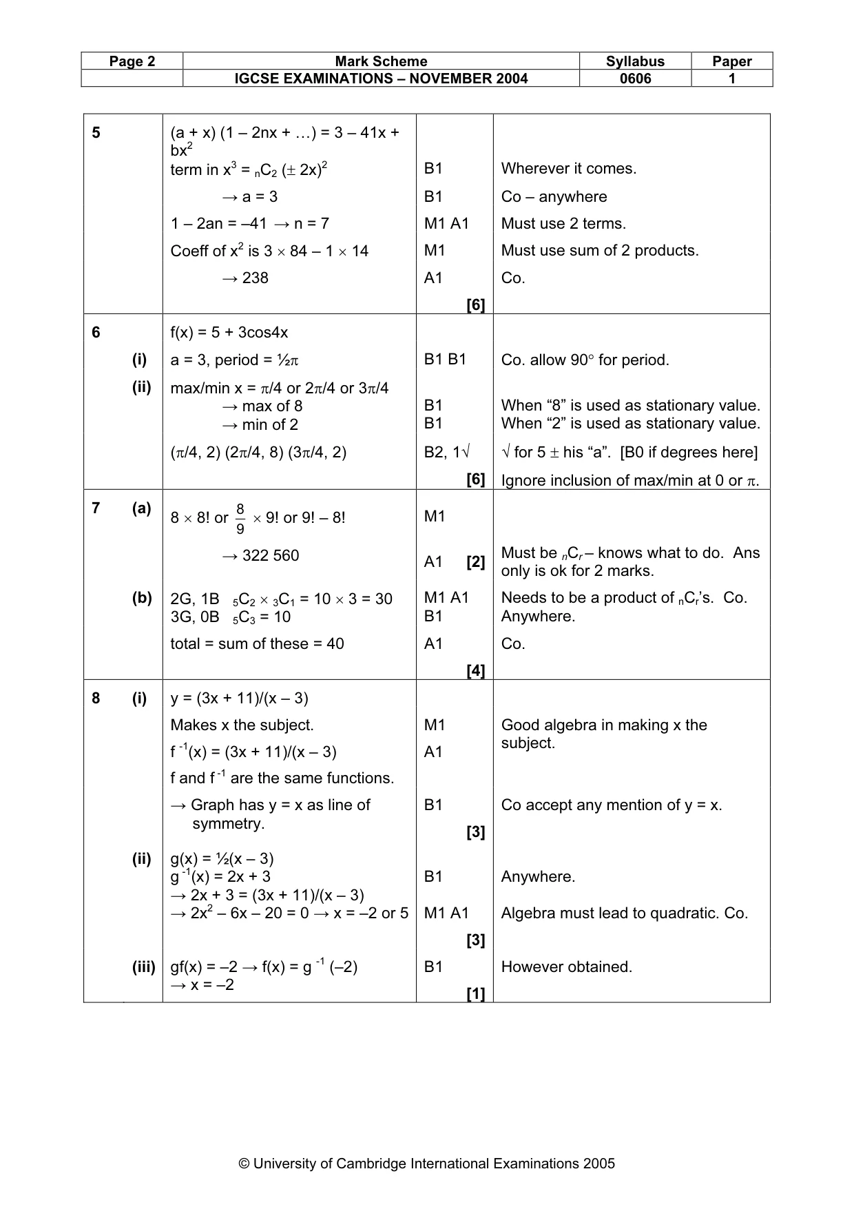 Mark scheme, page 7 of 9