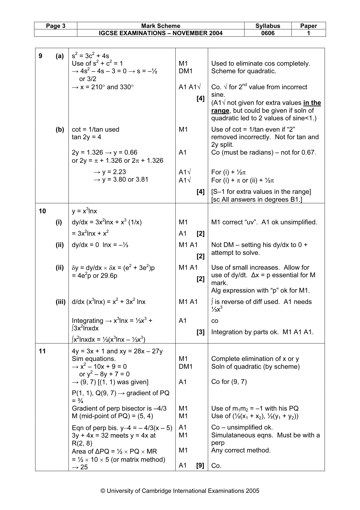 Mark scheme, page 8 of 9