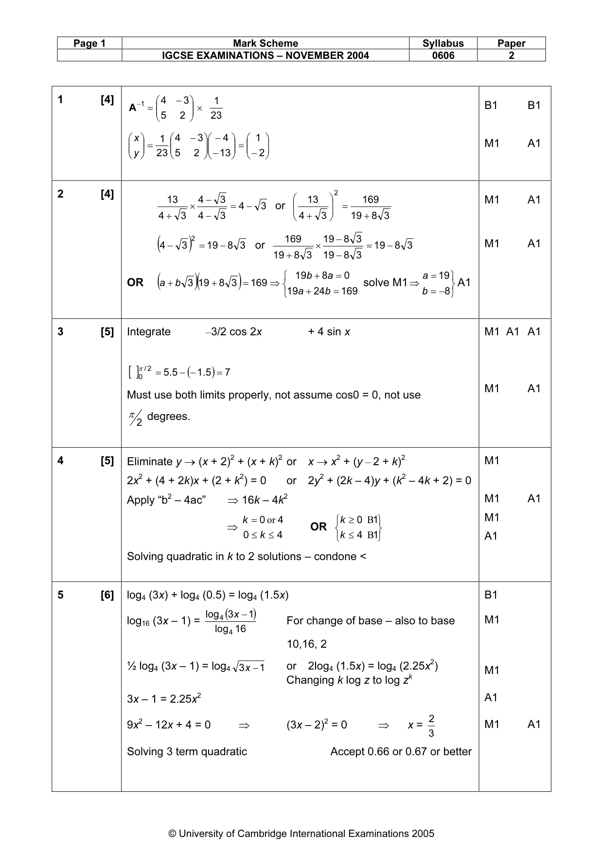 Mark scheme, page 6 of 11
